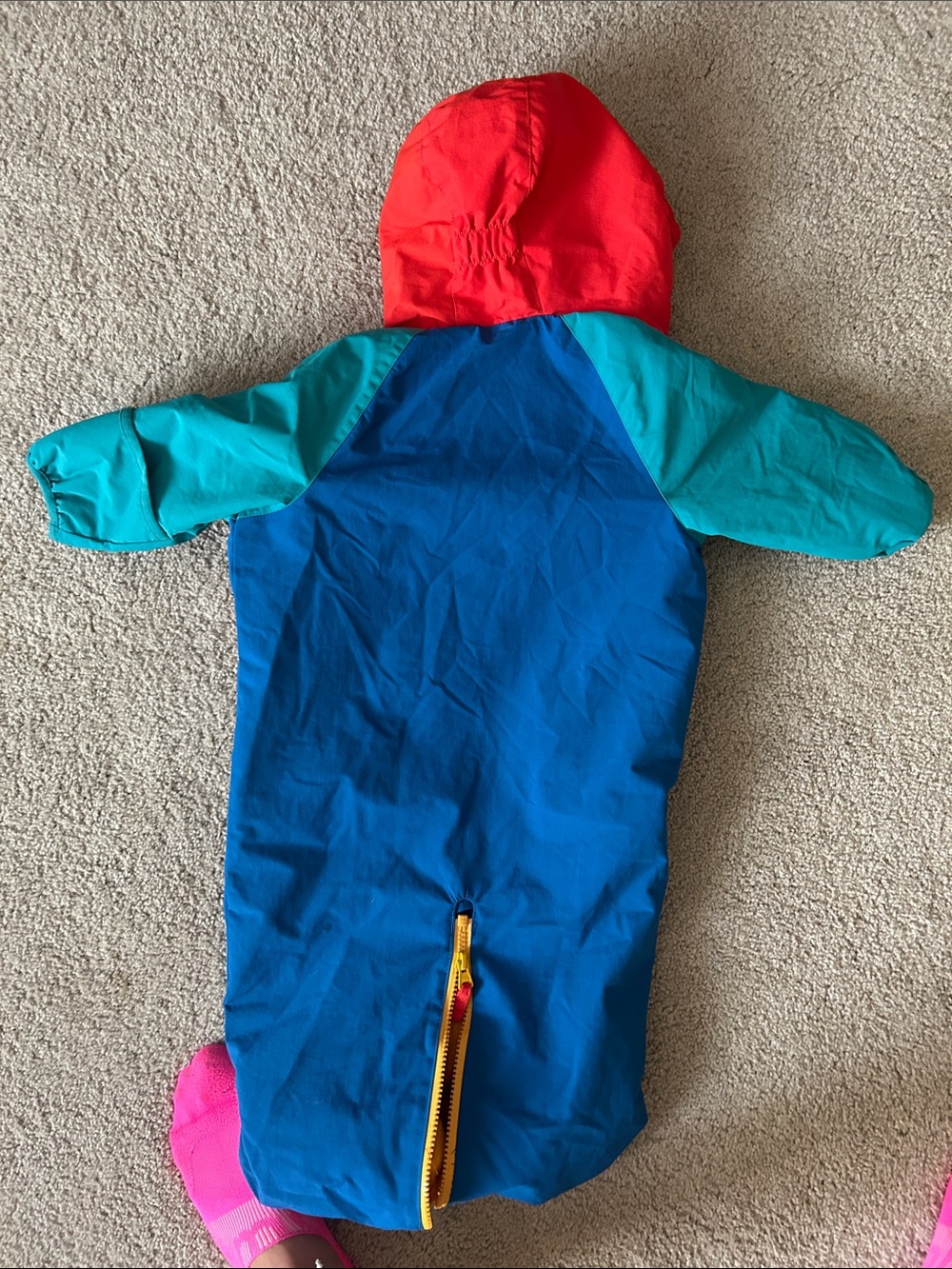 Lands' End Kids Colorblock Hooded Snowsuit in Blue, Teal & Red - Picture 5 of 5